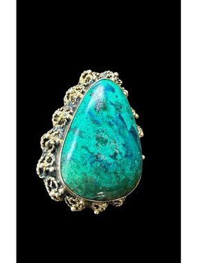 Vintage 925 Israel Sterling Silver Eilat Stone Brooch Pendant Signed